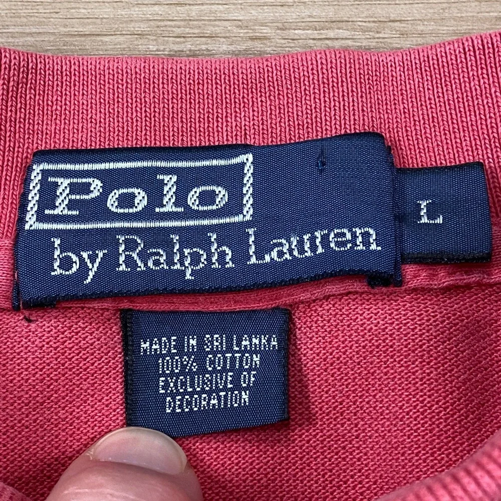 Polo Ralph Lauren Polo Shirt Mens L Classic Cotton Pique Pink Heritage Casual